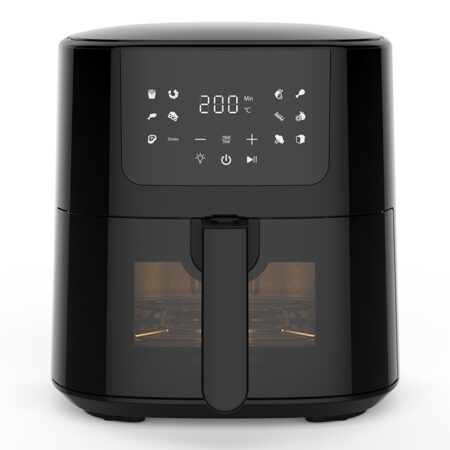 Campomatic,Air Fryer 6 Litres, Digital, Glass Window, 1500W, 11 Functions, Temperature up to 200°C, Timer, Non?Stick Basket, Black