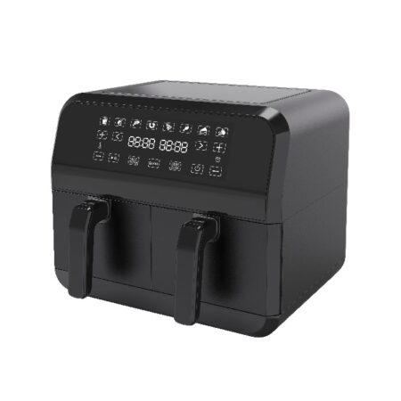 Campomatic,Dual Air Fryer XXL9 Litres, 2.4Kg, Digital, 1700W, 8 Pre?set Programs, Dual Cyclone, Precise Temperature & Timer, Non Stick Basket, Black SYNC & DUAL COOK FUNCTIONS