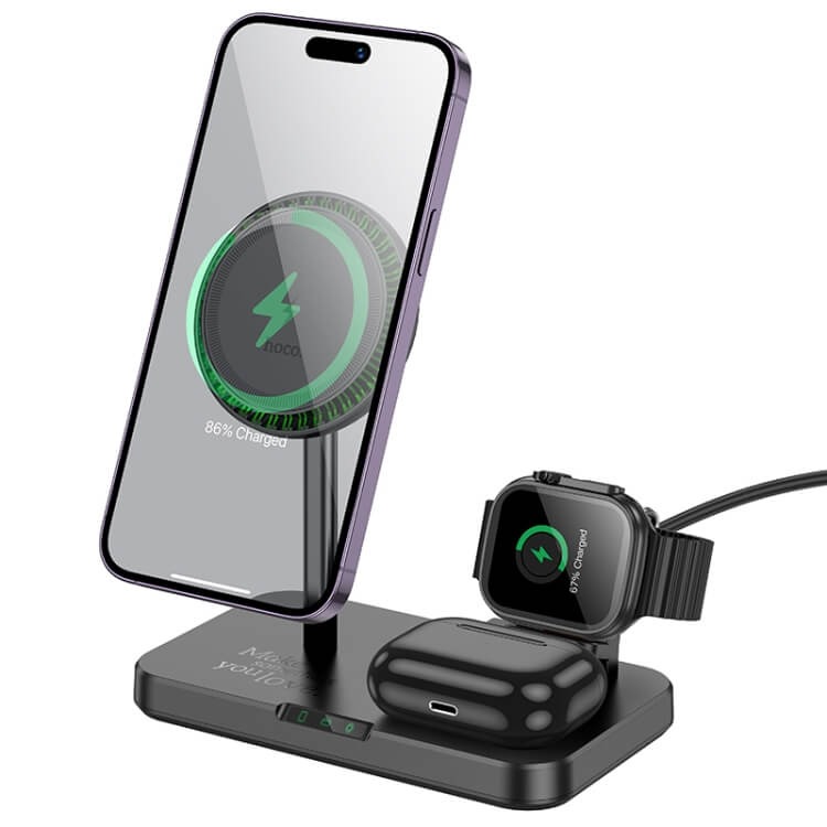 HOCO 3-IN-1 Magnet Wireless Fast Charger With Light CQ12