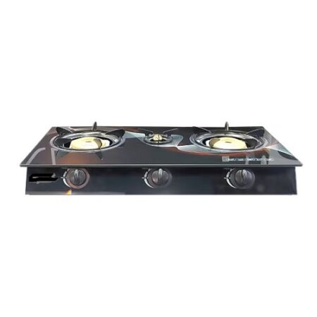 AYGAS Tempered Glass Gas Cooker triple Burners Black