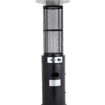 Camomatic,Glass Tube Patio Heater, 180cm Height,  Anti-tilt Switch, Automatic Shut-Off, Pulse  Ignition, Net Weight 15Kg, Heat Output  13Kw, Works with Propane, Butane or LPG, Wheels & Hose included
