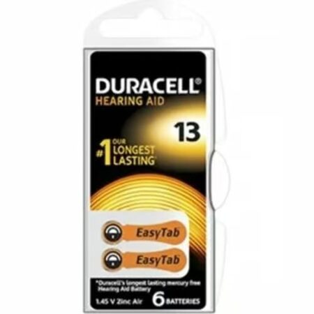 Battery Duracell 13 ActivAir Hearing Aid,Pack of 6