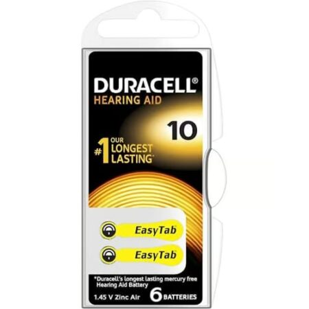 Battery Duracell 10 ActivAir Hearing Aid,Pack of 6