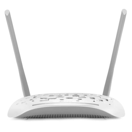 TP Link,ADSL+Modem Router,300Mbps, Power ON Of,ADSL port,Lan port,WPS/ Reset