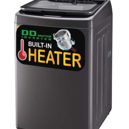 Campomatic,American Style Top Loading Washing Machine, 23kg, Built-in Heater, Inverter Direct Drive Motor, Self-Balancing, 4 in1 Detergent Box, Titanium Drum, Air Dry, Delay Start , Glass Window, Antibacterial, Anthracite . Soft Close Door Inverter Direct Drive