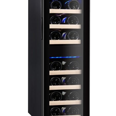WINE COOLER UNDER COUNTER FULL GLASS FRONT DESIGN DUAL ZONE 19 BOTTLES CAPACITY