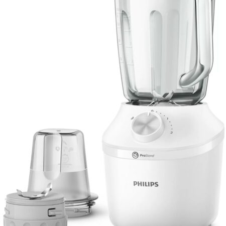 Philips,BLENDER STAND , 450W, 1.9L , Mill (1) , Durability : Motor Thermo protection sensor , Stainless Steel Blades , 1+Pulse , Crushes Ice Cubes , Plastic , White