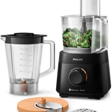 Philips,FOOD PROCESSOR , 750W , 1.5L , Blender (2L) , Shredding (Coarse) , Slicing (Coarse) , 2 + Pulse , Black
