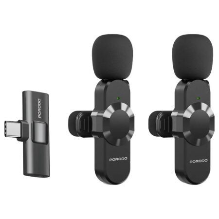 Porodo Audix Pro Lavalier Dual Microphone Type-C & Lightning - Black
