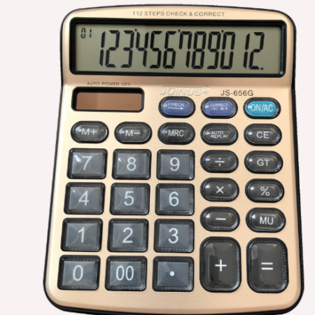 Joinus JS-656 12 Digit Tax Calculator Solar Powered Dual Power Supply Desktop Calculator For Business Use