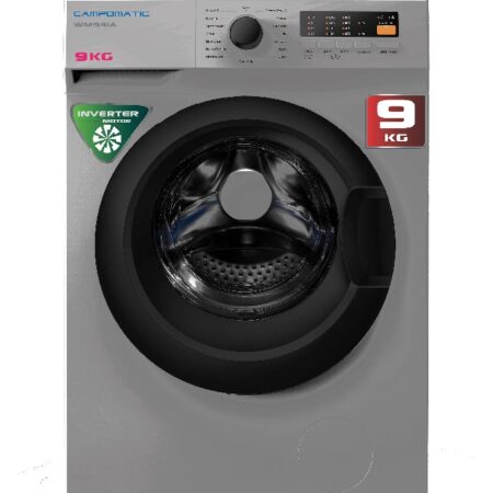 Campomatic,Washer, 9KG, 1400RPM, Dark Silver Anthracite, Large Digital Display, , Black Tinted Door, Auto Restart, Steam Function Inverter