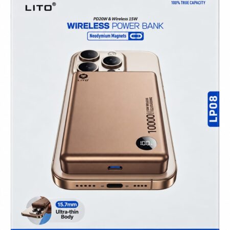 LITO LP08 Magnetic Wireless Power Bank 10000mAh – 20W PD & 15W Wireless