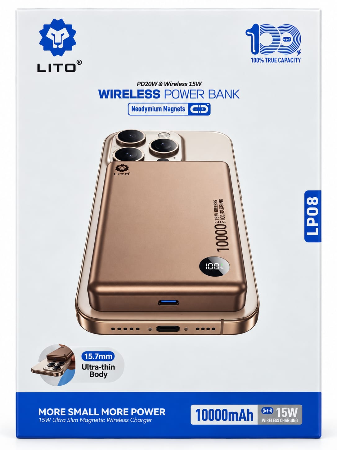 LITO LP08 Magnetic Wireless Power Bank 10000mAh – 20W PD & 15W Wireless