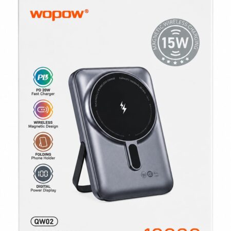 WOPOW QW02 Magnetic Wireless Power Bank 10000mAh – 15W Wireless & 20W PD