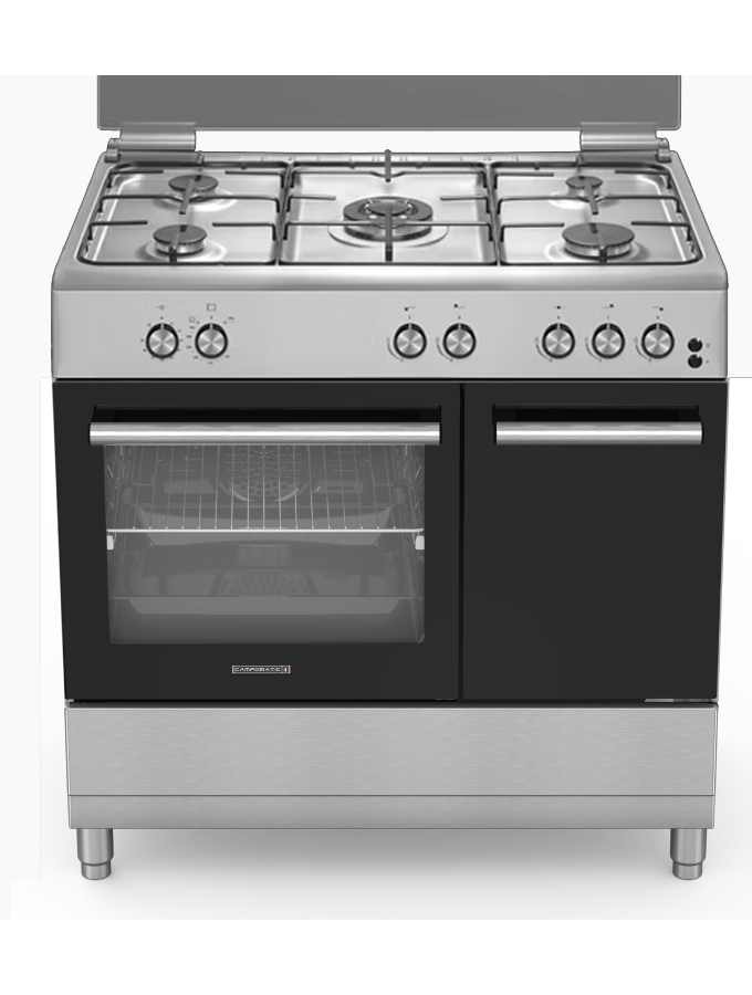 Campomatic CB95TXC 90cm Full Stainless Steel Gas Cooker with Bottle Compartment, 5 Gas Burners and Gas Oven & Grill.